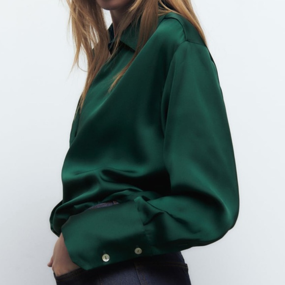 Zara flowy satin effect shirt (new) - Picture 5 of 8